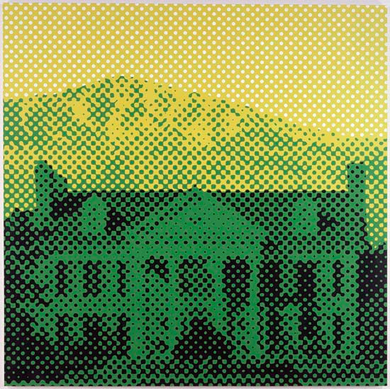 Wayne Gonzales "House and Mountain" 2005 Acrylic on canvas 92 x 92 in.