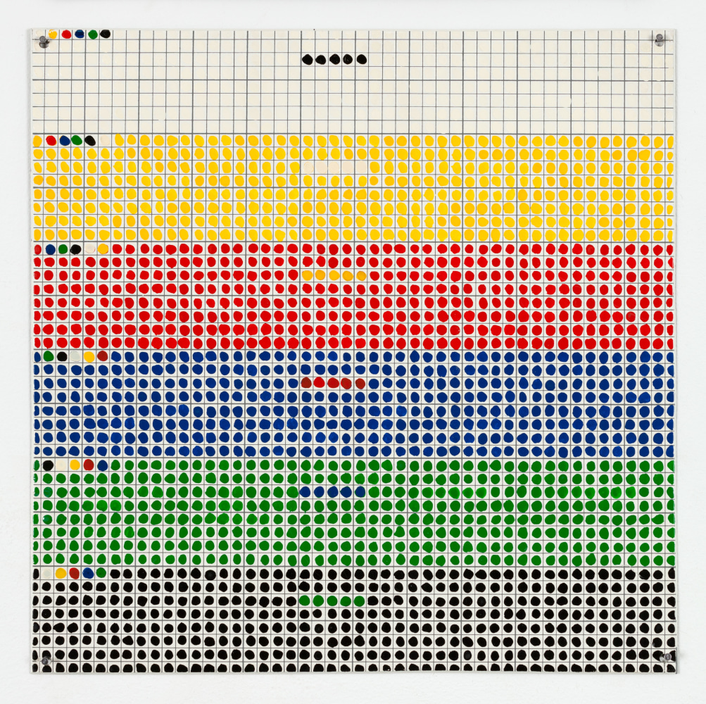 Jennifer Bartlett Color Counting, 1970 enamel over silkscreen grid on baked enamel on steel plate 12 x 12 in. (30.5 x 30.5 cm)