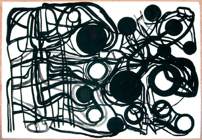 Atsuko Tanaka "Untitled" 1985 Gouache on paper 31 5/8 x 46 in.