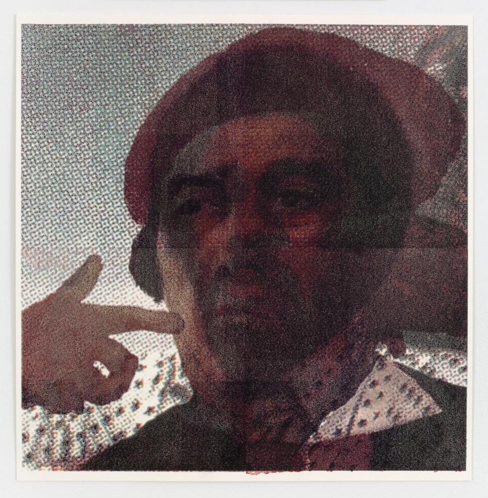 Justin Matherly untitled (r.f.l.t.p.k.s.m.2), 2013 inkjet monoprint, archival UV spray 23 3/4 x 23 1/4 in. (60.3 x 59.1 cm) frame: 26 1/2 x 25 7/8 x 1 1/2 in. (67.3 x 65.7 x 3.8 cm)