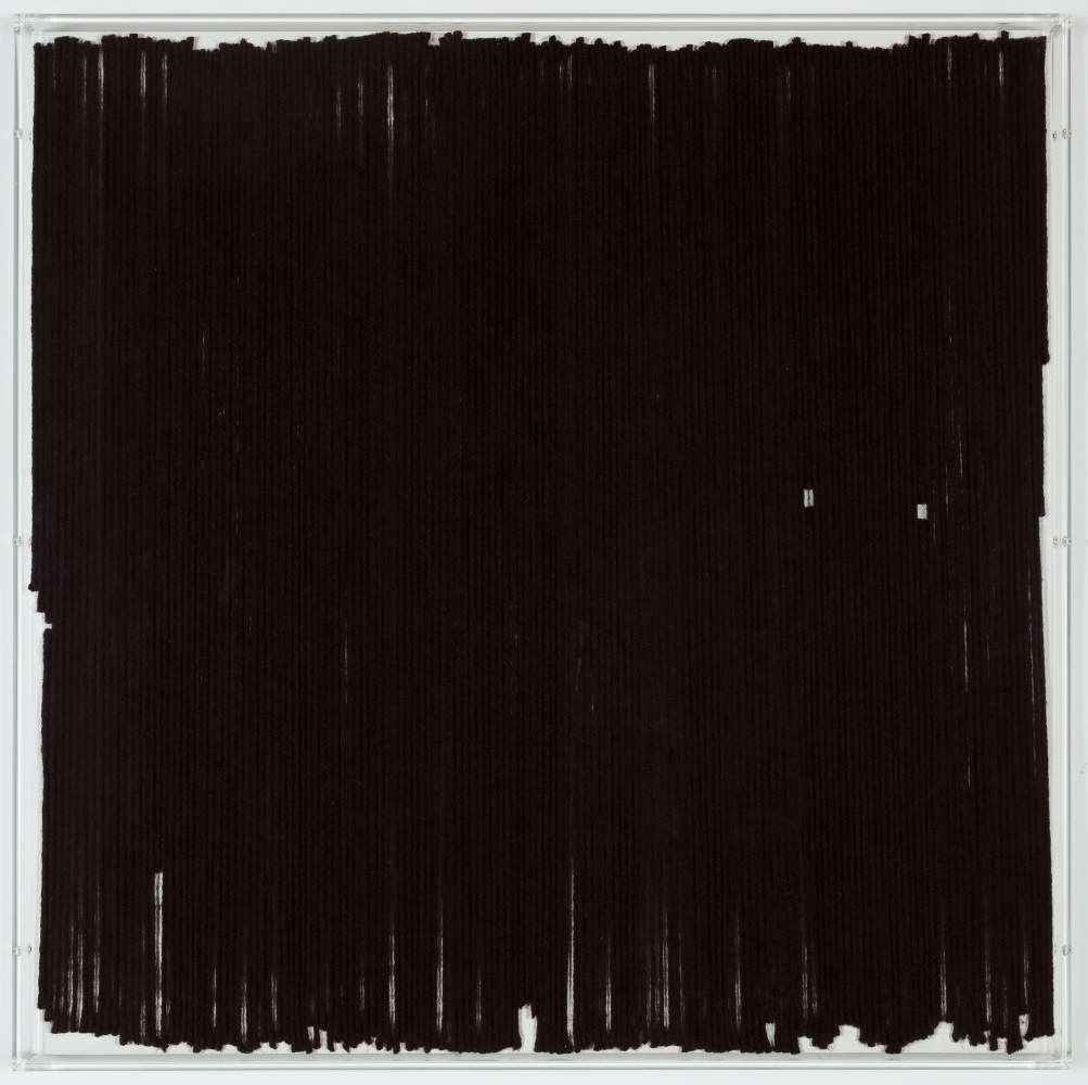 Rosemarie Trockel, I See Darkness 2, 2012, wool (black), 35 1.2 x 35 1/2 in. (892 x 90.2 cm), frame: 36 1/4 x 36 1/4 x 2 in. (92.1 x 92.1 x 5.1 cm)
