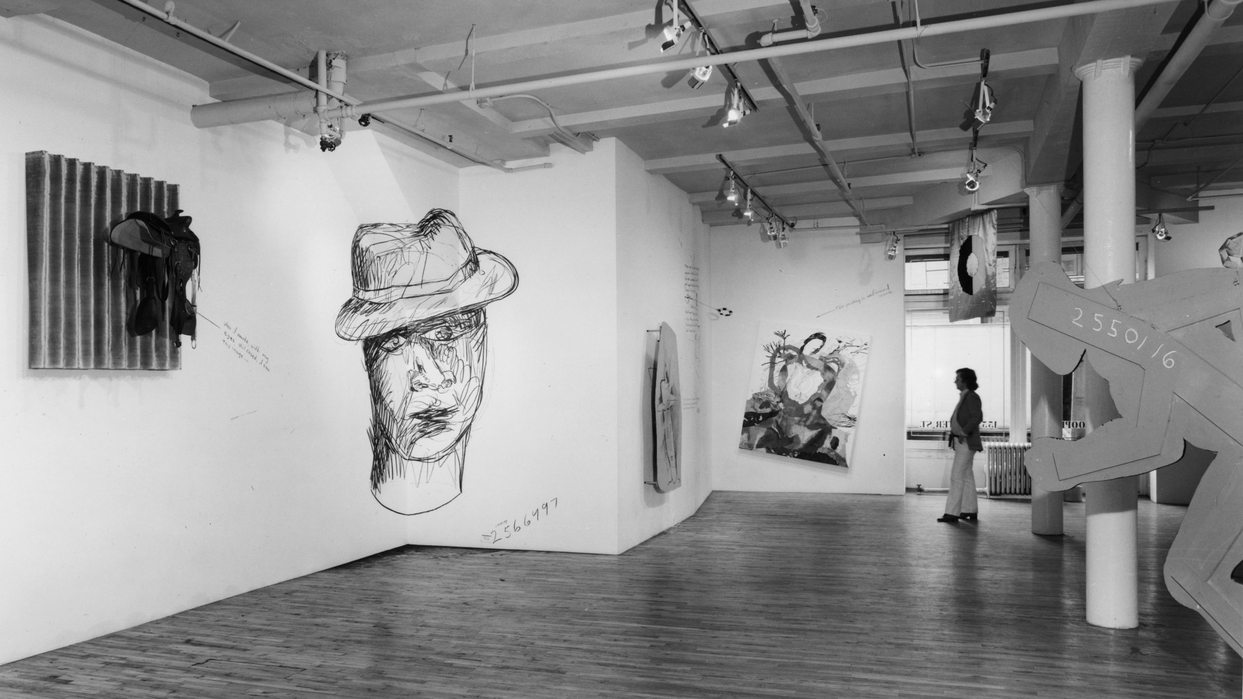 Installation view, Jonathan Borofsky, Paula Cooper Gallery, 155 Wooster Street, New York, March 10 - April 7 1979. © Jonathan Borofsky. Courtesy Paula Cooper Gallery, New York. Photo: Geoffrey Clements.