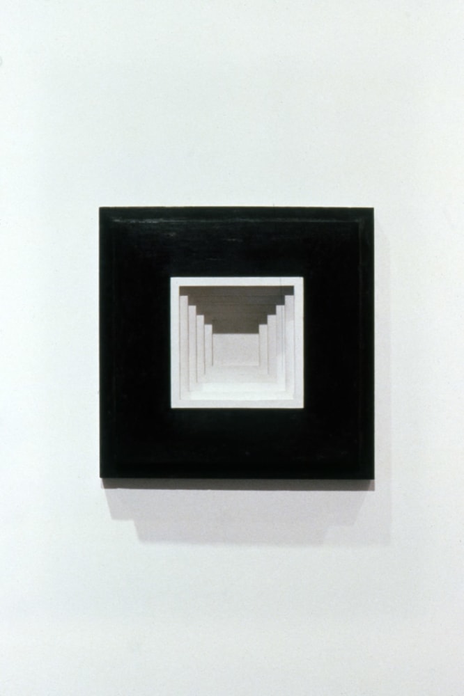 Jackie Winsor &quot;Inset Wall Piece with Stepped White Interior&quot; 1988-89 Cement and pigment 17&quot; x 17&quot; x 5 3/4&quot;