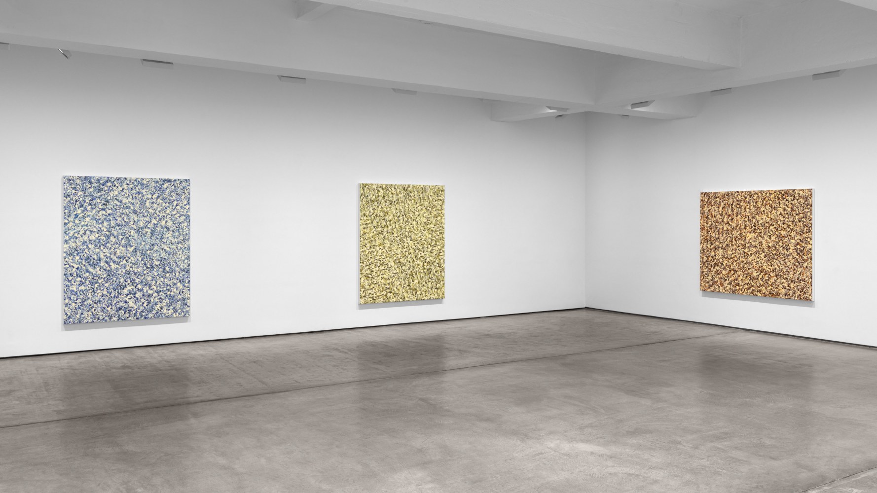 Installation view of paintings by Julian Lethbridge at Paula Cooper Gallery