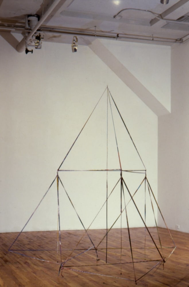 Alan Shields &quot;Silly Bitch&quot; 1980 Beads, cable, aluminum, acrylic, canvas 7'8&quot; x 8' x 8'