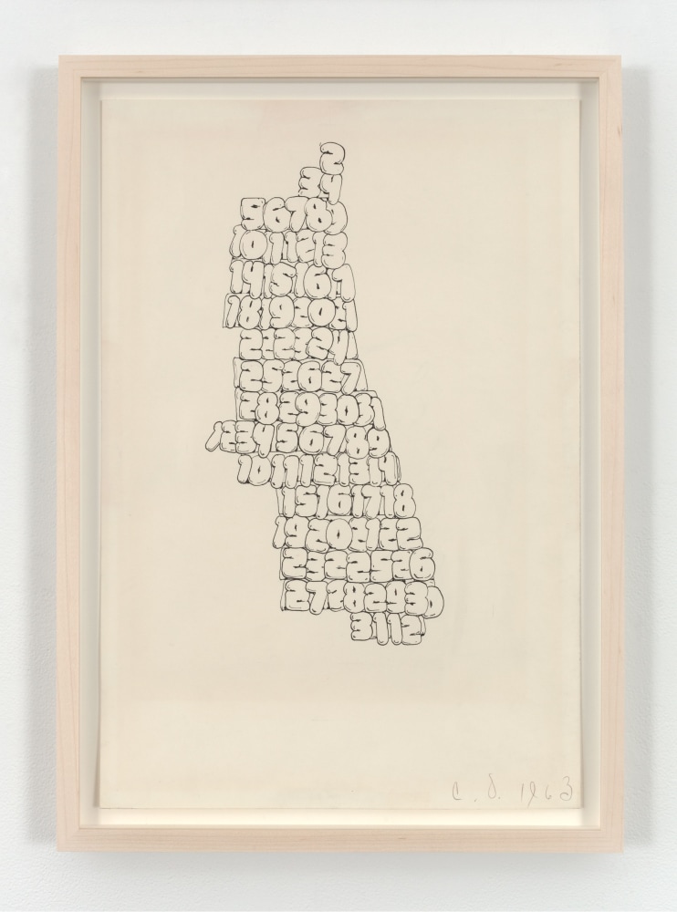Claes Oldenburg Calendar Map of Chicago, 1963 ink on paper 18 x 12 in. (45.7 x 30.5 cm) frame: 19 3/4 x 14 x 1 1/2 in. (49.8 x 35.5 x 3.8 cm)