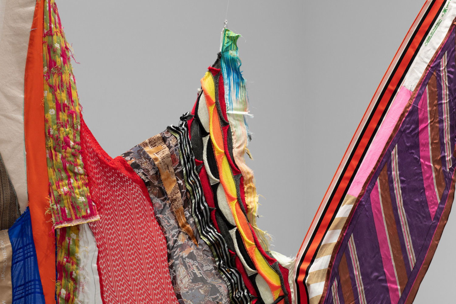 Modern Comfort, (detail), 2019, fabric, thread, pins and rope, 113 1/2 x 100 x 26 in. (288.3 x 254 x 66 cm)