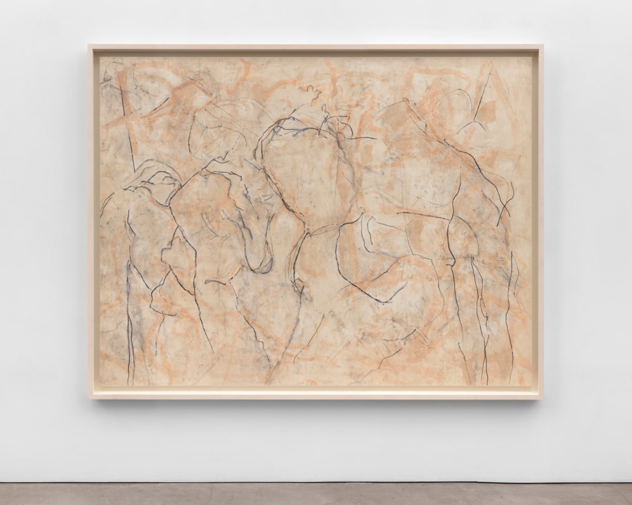 Beatrice Caracciolo
Uomini Rosa, 2013
pigment, water soluble chalk, graphite, gouache on Saunders Waterford Paper on canvas
57 3/4 x 75 1/2 in. (146.7 x 191.8 cm)
frame: 61 1/2 x 79 1/4 x 3 1/4 in. (156.2 x 201.3 x 8.3 cm)
 