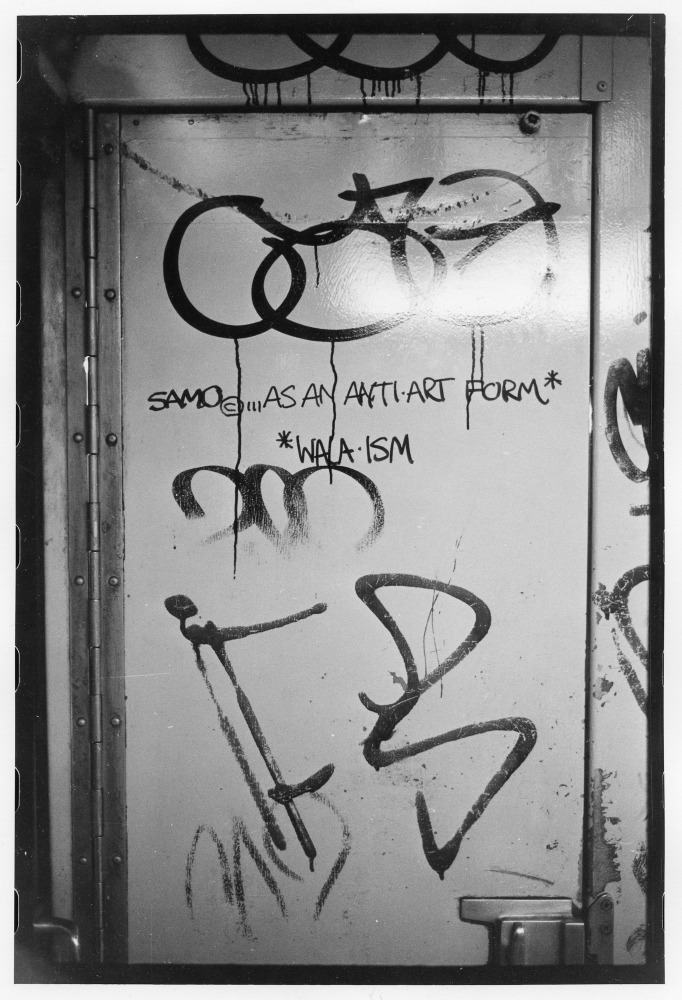 Peter Moore, Untitled (samo©...as an anti-art form), 6/2/79, black & white photograph