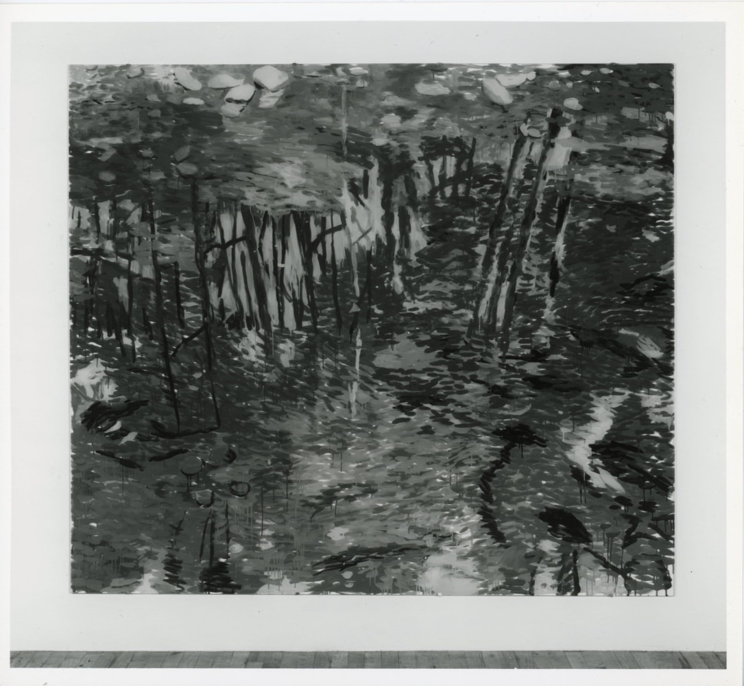 Jennifer Bartlett &quot;Up the Creek&quot; 1981-82 Testors enamel on glass 72&quot; x 82 1/2&quot;