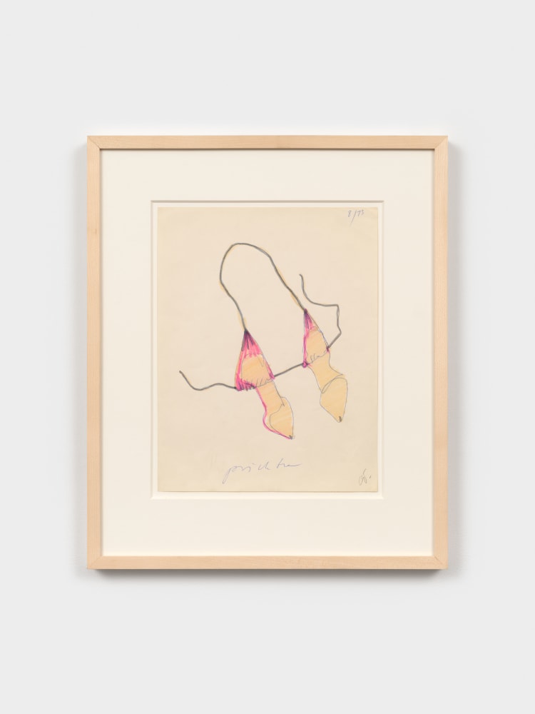 Claes Oldenburg
Prick Bra, 1973
ball point pen and marker on paper
11 x 8 1/2 in. (27.9 x 21.6 cm)
frame: 16 3/4 x 14 x 1 1/4 in.

titled and initialed bottom recto, dated top right corner