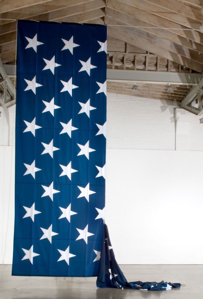 Hans Haacke State of the Union, 2005 nylon banner, sewn by Deokallie Perfaud, Overall: 24 x 16 feet (7.3 x 4.8 meters)