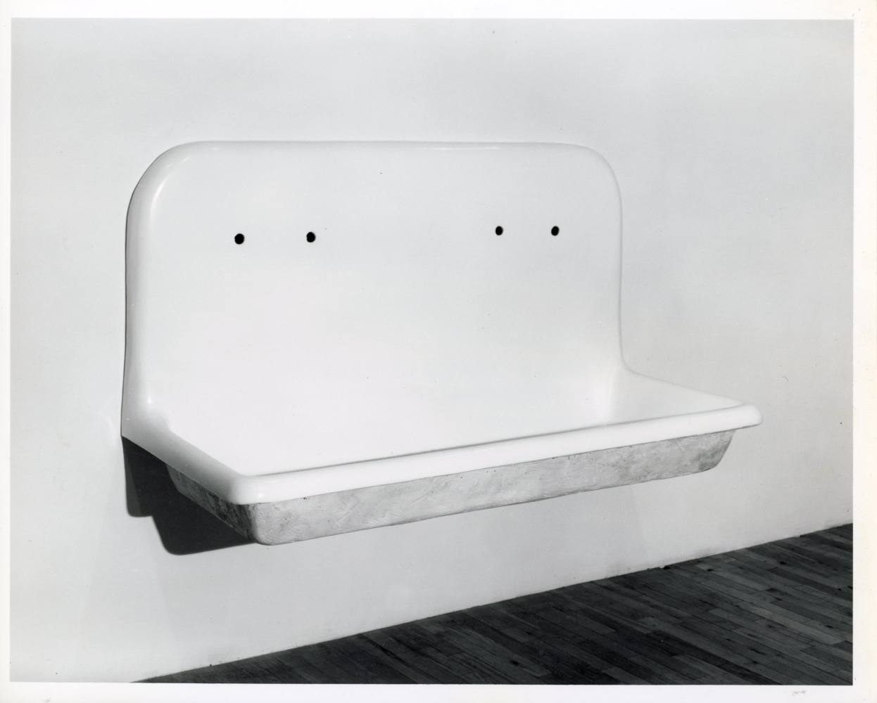 Robert Gober &quot;Double Sink&quot; 1984 Plaster wood, wite lathe, steel, latex and enamel paint 36&quot; x 64&quot; x 28&quot;