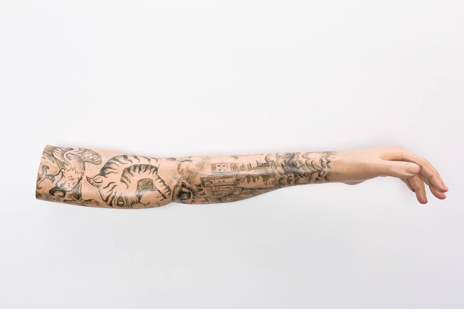 Paul Pfeiffer Incarnator (Pampanga), Right Arm, 2024 Gmelina wood, paint 5 1/2 x 24 3/8 x 5 1/4 in. (14 x 61.9 x 13.3 cm)