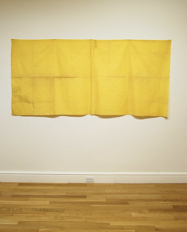 Atsuko Tanaka  &quot;Work (Yellow Cloth)&quot; 1955 Commercially dyed cotton 39 3/8 x 81 15/16 in.