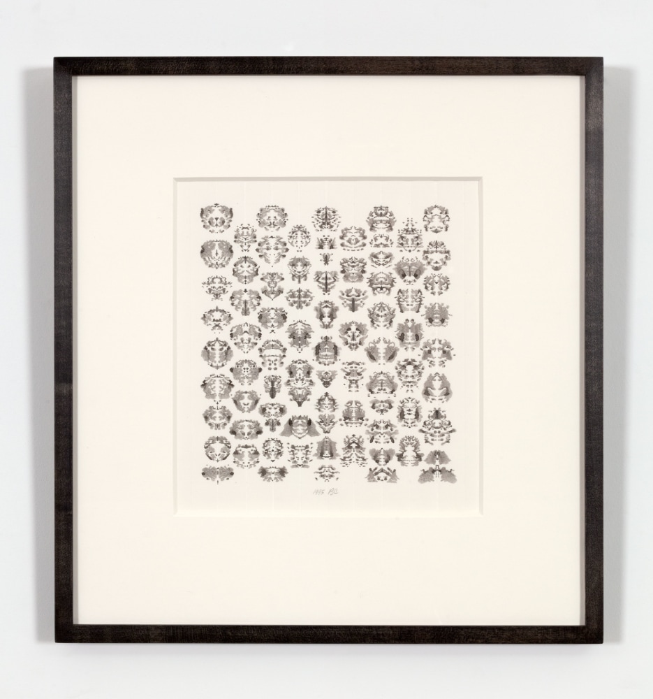 Bruce Conner INKBLOT DRAWING, April 17, 1995 ink on paper image size: 7 5/8 x 6 7/8 in. (19.4 x 17.5 cm) framed: 16 x 15 in. (40.6 x 38.1 cm)