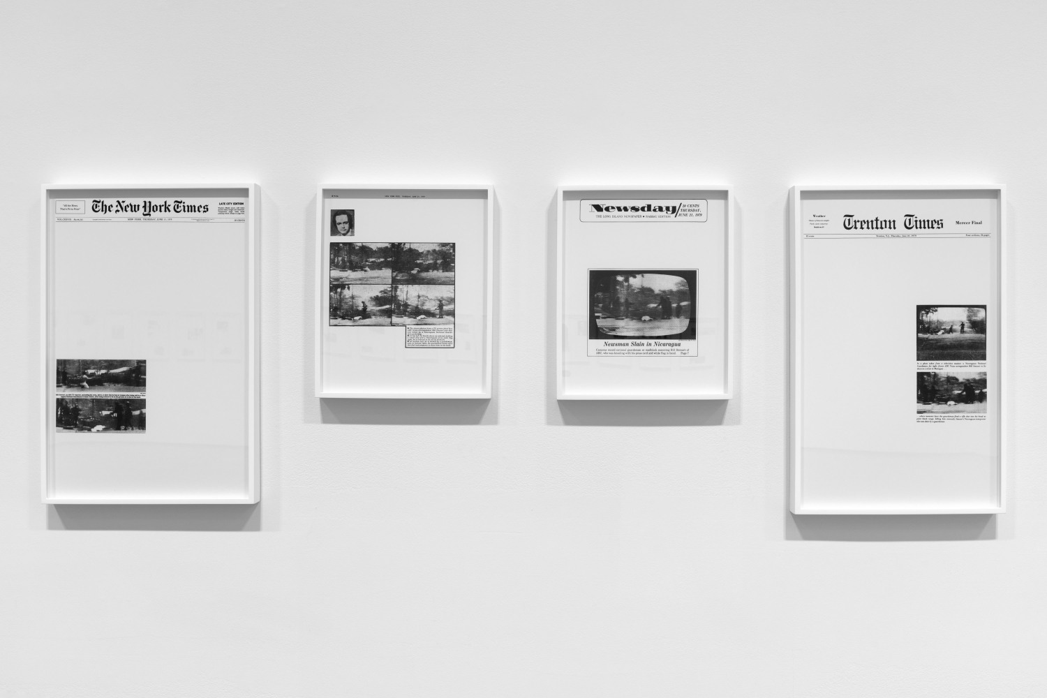 Installation view of Sarah Charlesworth: Modern History at Paula Cooper Gallery