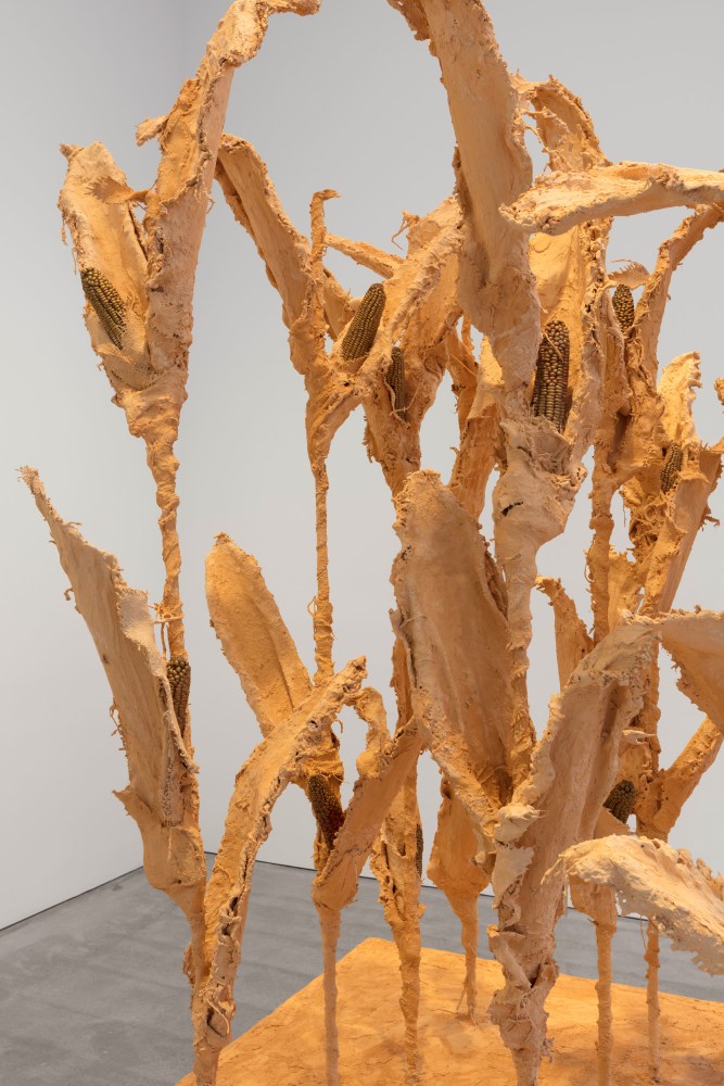 Liz Glynn Afterimage: Cuzco (Golden Maize) (detail), 2019 red sculpture wax, gold mica powder, plaster, steel, stucco, burlap and wood 101 x 97 x 73 in. (256.5 x 246.4 x 185.4 cm) LGL-232-SC
