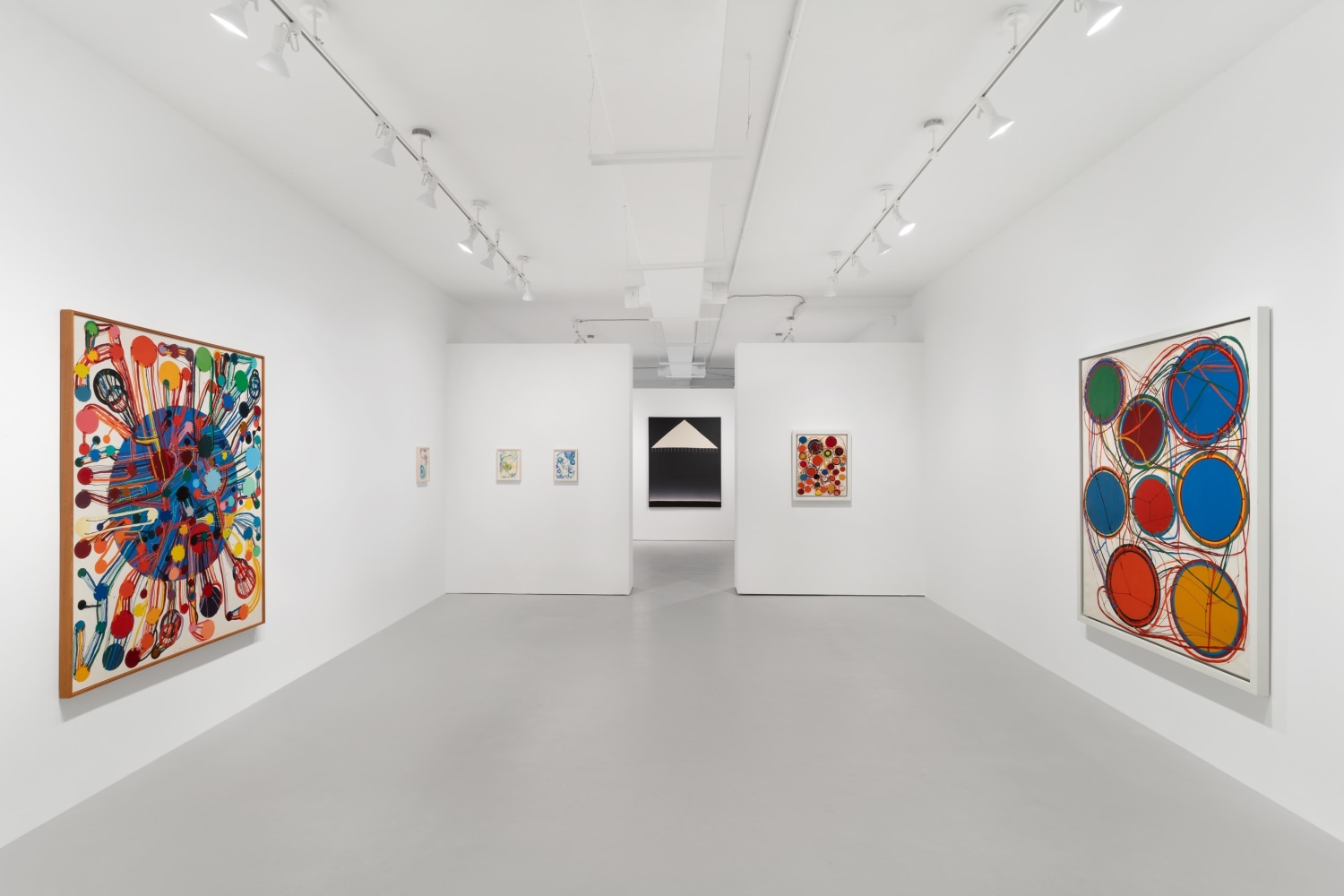 Installation view, Atsuko Tanaka: Paintings and Drawings, 1963 - 2003, Paula Cooper Gallery, 243A Worth Ave, Palm Beach, November 18 – December 11, 2021. Photo: Zachary Balber. © Kanayama Akira and Tanaka Atsuko Association.