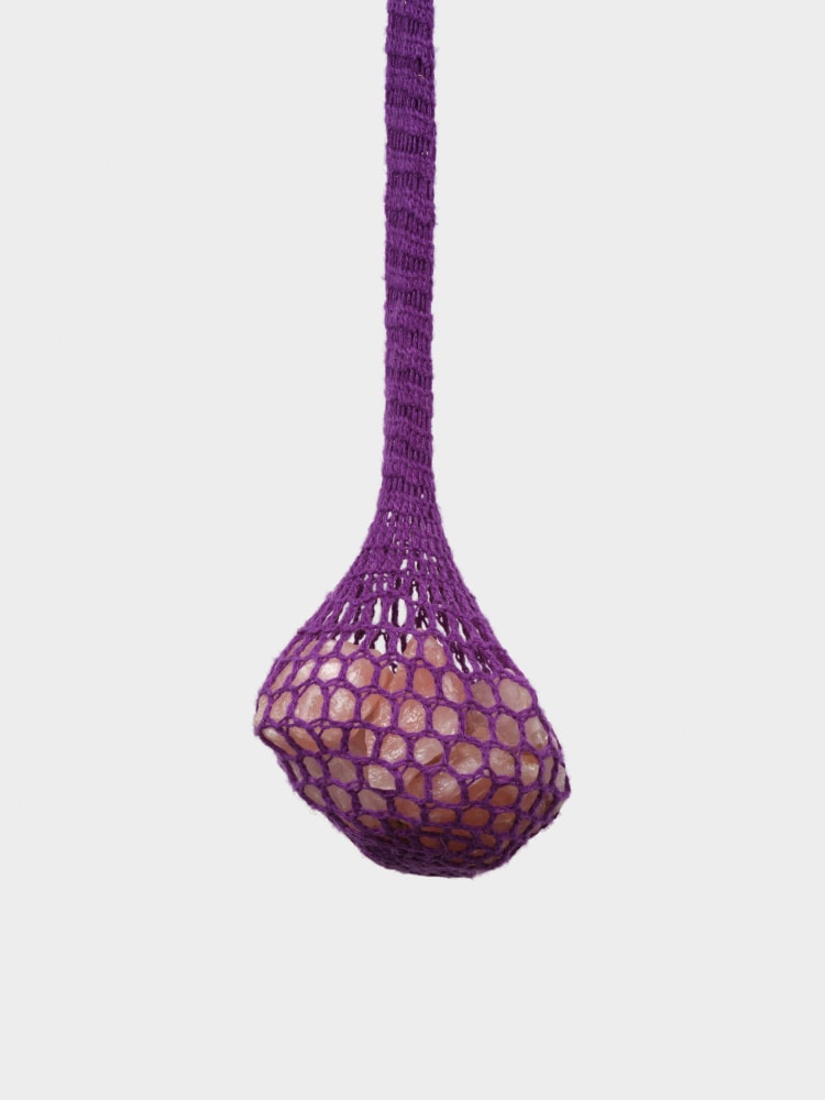 Veronica Ryan Threads for you, 2024 crochet thread and rose crystal 4 x 3 in. (10.2 x 7.6 cm) hanging: 7 ft