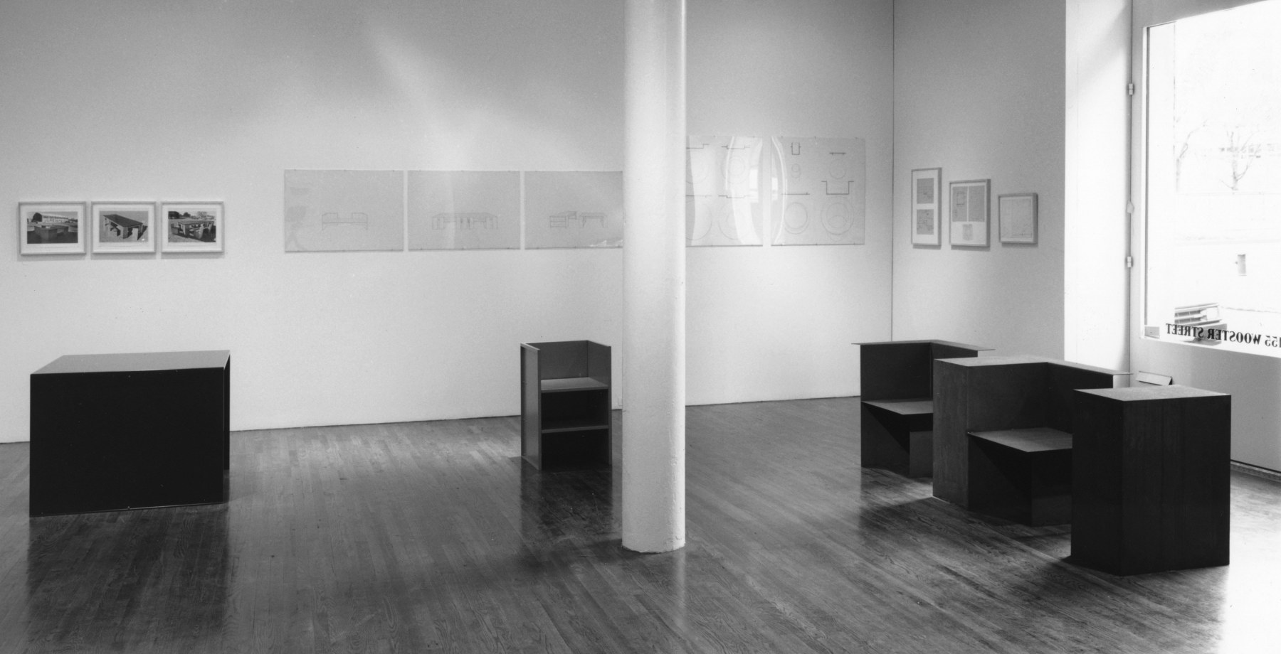 Installation view, Furniture, Architechural Studies and Sculpture, Paula Cooper Gallery, 155 Wooster Street, New York, November 4 - 26, 1988. © Judd Foundation / Artists Rights Society (ARS), New York. Photo: D. James Dee.
