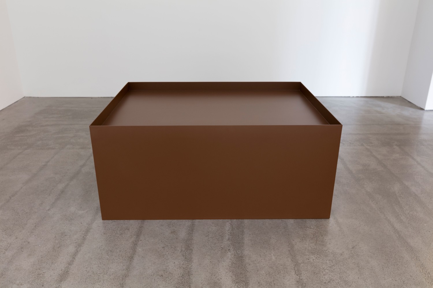 Donald Judd Untitled (floor box), 1968 brown enamel on aluminum 22 x 50 x 37 in. (55.9 x 127 x 94 cm)