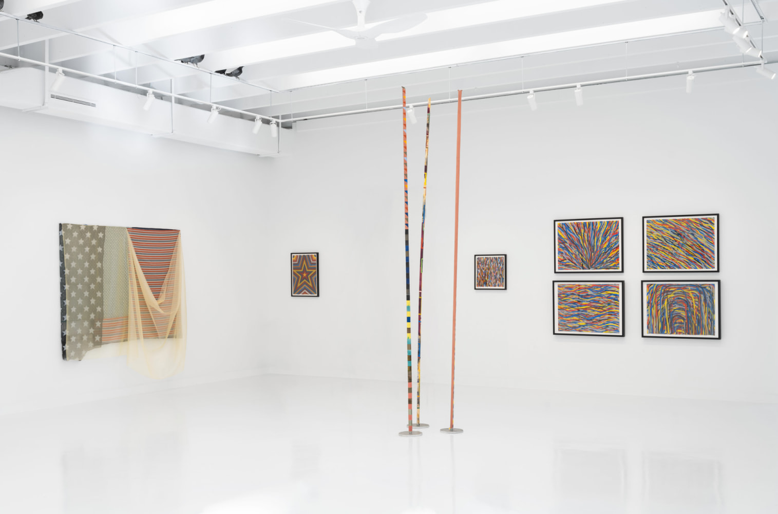 Installation view, FOUR PLAY: Eric N. Mack, Cynthia Hawkins, Alan Shields, Sol LeWitt, Paula Cooper Gallery, Palm Beach, Florida, February 1 – March 2, 2025. Photo: Oriol Tarridas.