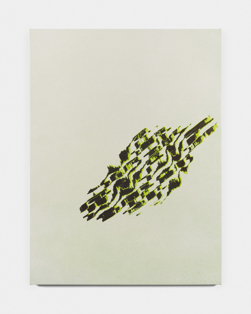Tauba Auerbach, Grain - 2nd Iteration Peano Vapor (Variation I) II, 2022, acrylic on canvas, wood stretcher, 60 x 45 in. (152.4 x 114.3 cm)