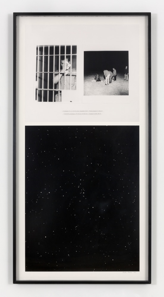 Charles Gaines NIGHT/CRIMES: Perseus, 1994 photographs, silkscreened text on paper frame: 73 1/4 x 37 1/4 in. (186.1 x 94.6 cm)
