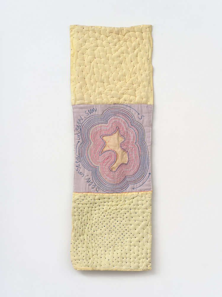 Veronica Ryan
Seen, Unseen &amp;rarr; Unseen, Seen, 2016-2023
embroidered fabric with batting
51 1/2 x 18 x 4 in. (130.8 x 45.7 x 10.2 cm)
signature and date embroidered: &amp;quot;VR 2016-2023&amp;quot;