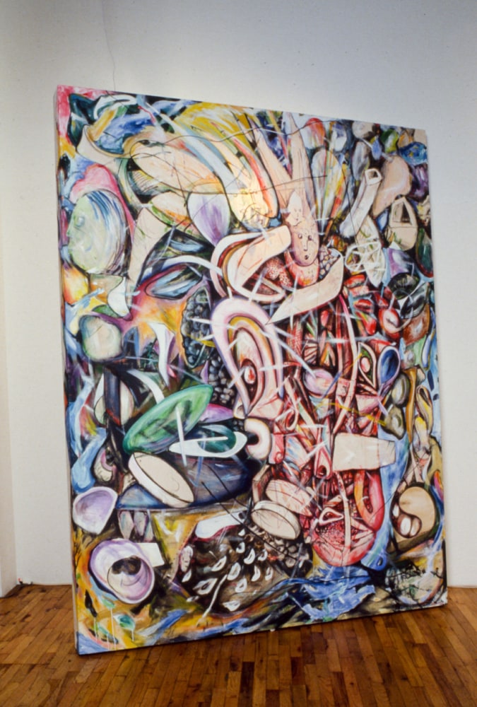 Jonathan Borofsky &quot;2,841,780 Painting with Hand Shadow&quot; 1980-83 Acrylic on canvas, spotlight 109 x 83&quot;