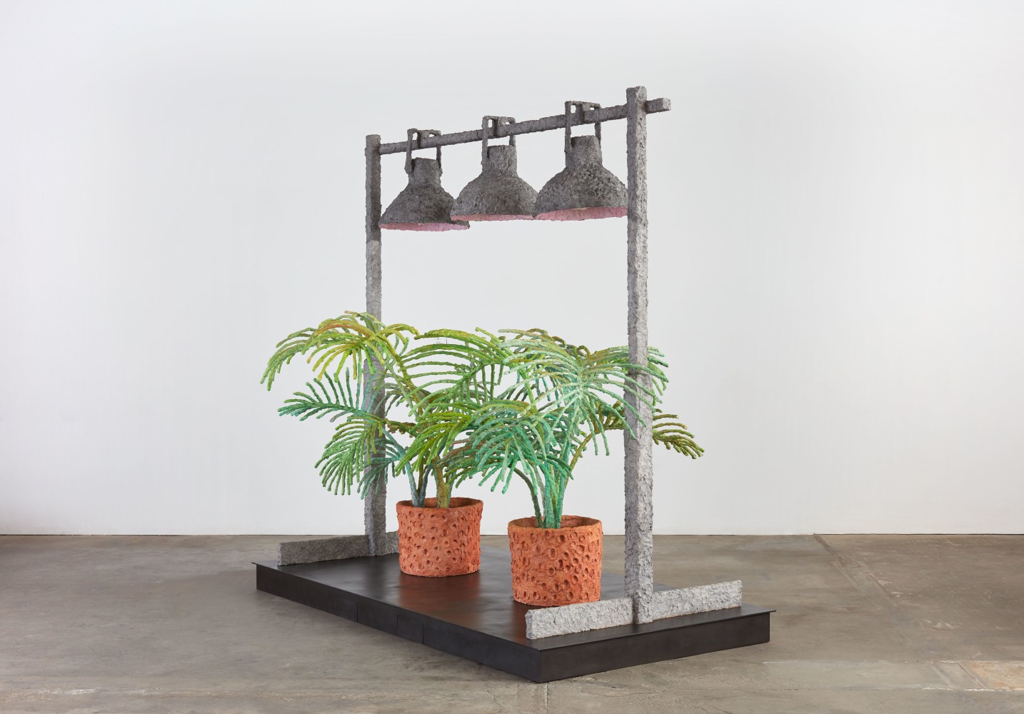 Two Ferns, (detail), 2017 steel, cardboard, CelluClay, Cel-vinyl and acrylic 89 3/4 x 96 1/4 x 64 in. (228 x 244.5 x 162.6 cm)