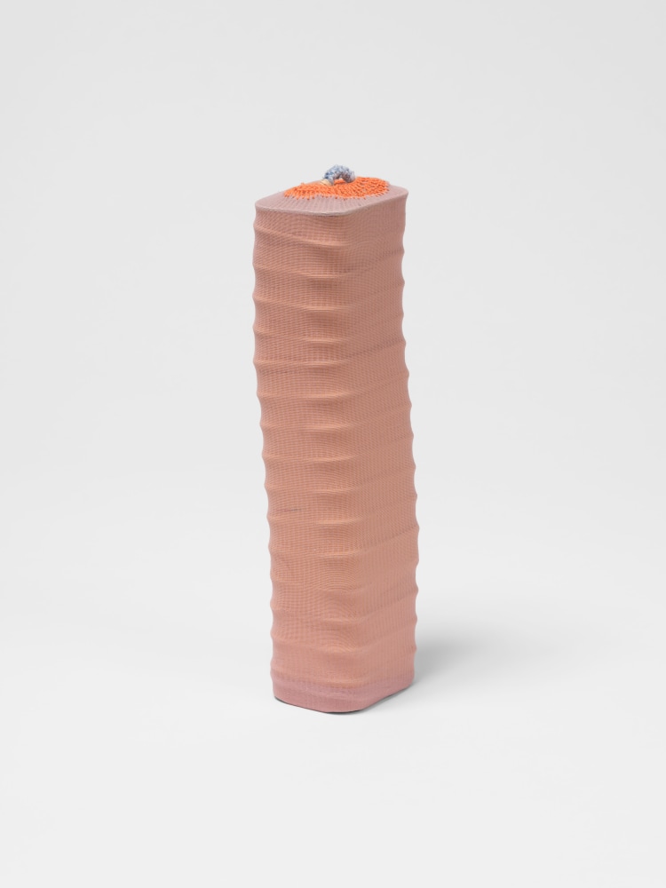 Veronica Ryan Little Totem, 2024–2025 sardine tins, crochet, bronze 15 1/2 x 4 1/4 x 3 1/2 in. (39.4 x 10.8 x 8.9 cm)