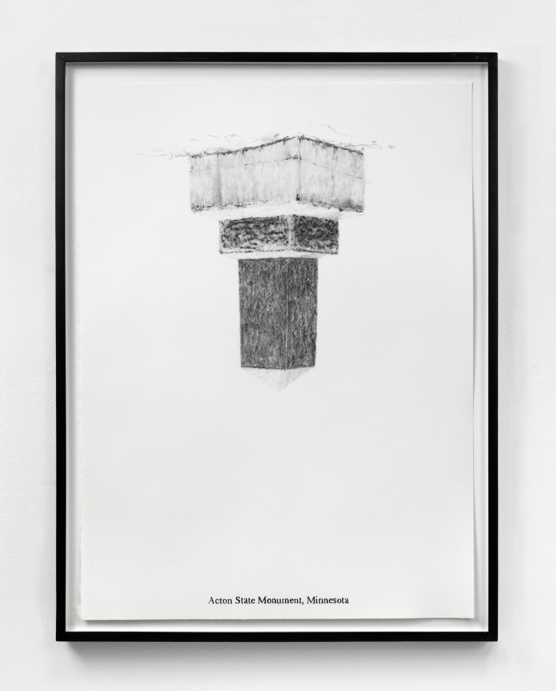 Sam Durant Acton State Monument, Minnesota, 2005 graphite on paper 30 x 22 inches (76.2 x 55.9 cm.) frame: 33 x 25 in. (83.8 x 63.5 cm)