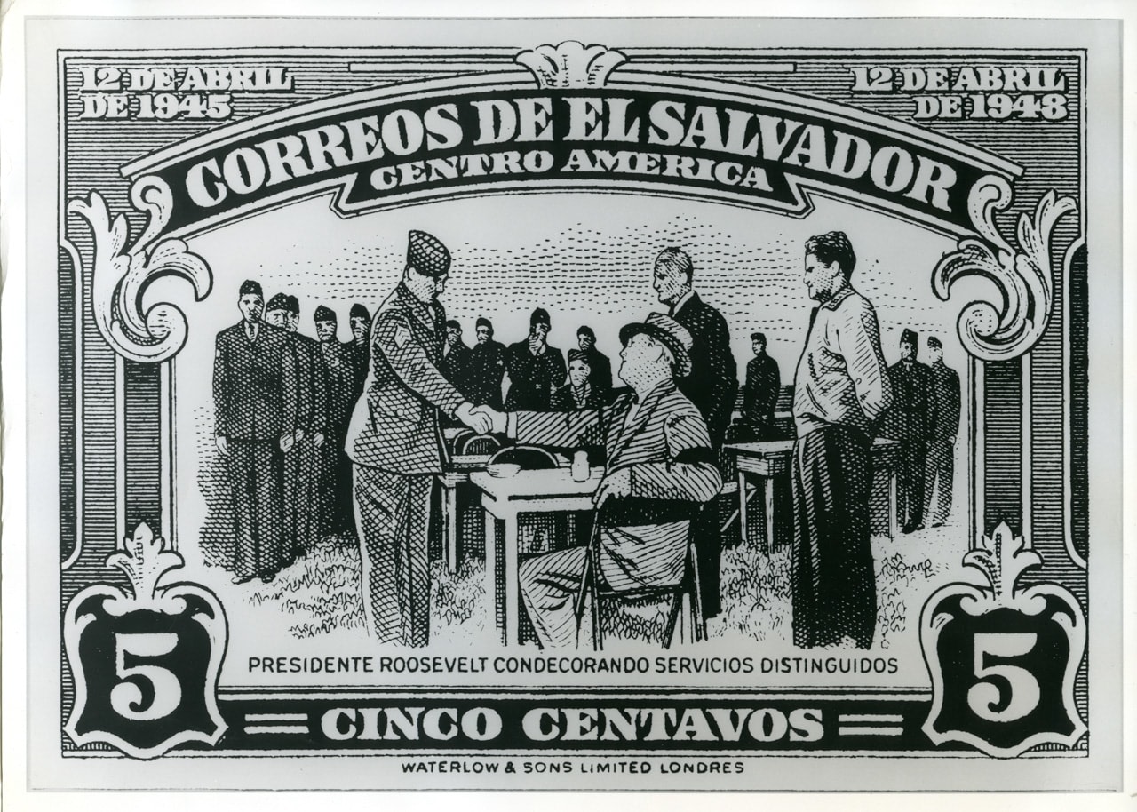 Jonathan Borofsky &quot;El Salvador Stamp&quot; 1983 Silkscreen on paper, mounted on canvas 75 1/2&quot; x 109&quot;