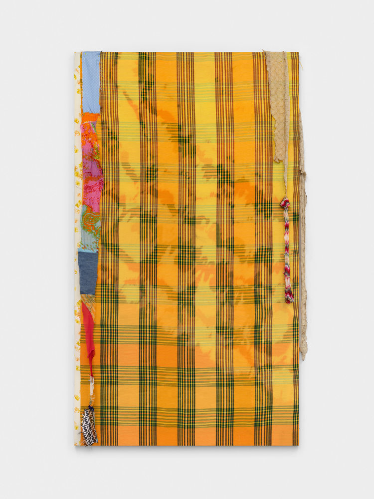 Eric N. Mack Adrift, 2023 fabric on aluminum stretcher stretcher: 77 x 44 in. (195.6 x 111.8 cm) ​​​​​​​overall: 80 x 47 x 3 in. (203.2 x 119.4 x 7.6 cm)