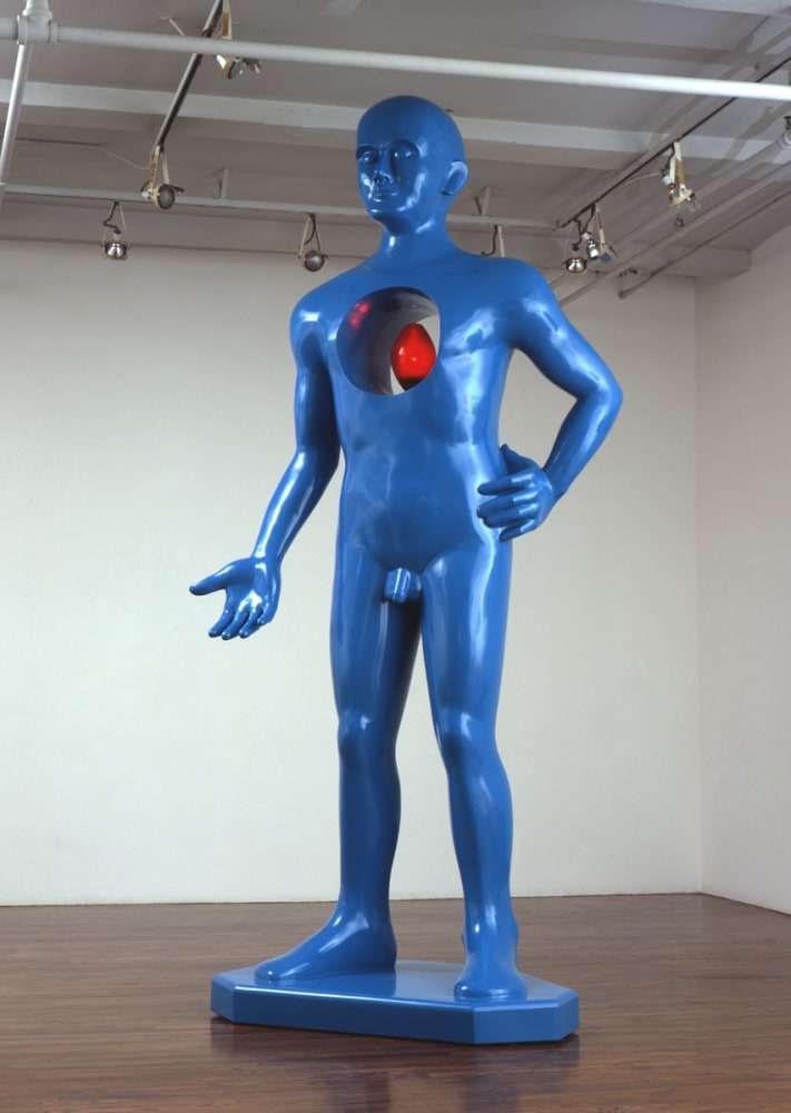 Jonathan Borofsky &quot;Man With a Heart at 3,057,226&quot; 1988 Fiberglass, elecrtic light, audio elctronics 148&quot; x 70&quot; x 39&quot;