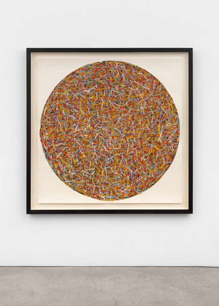 Sol LeWitt, Lines In All Directions (Circle), 1993 gouache on paper, 60 x 60 in. (152.4 x 152.4 cm), frame: 68 7/8 x 68 7/8 x 2 3/4 in. (174.9 x 174.9 x 7 cm)