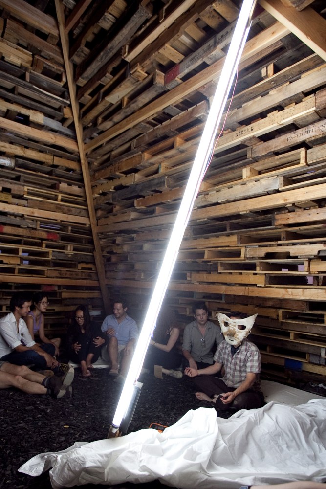 Liz Glynn III, 2010 reclaimed wooden pallets 16 x 27 x 27 feet