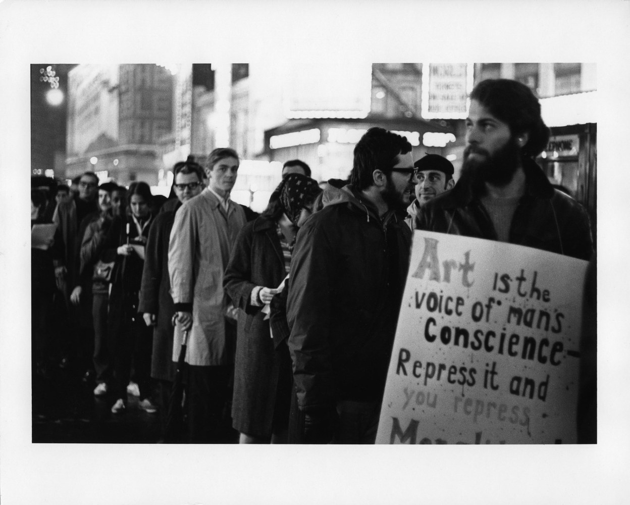 Peter Moore March for Freedom of Expression, New York, Protesters in a Line, 1964 vintage silver gelatin print 8 x 10 in. (20.3 x 25.4 cm)