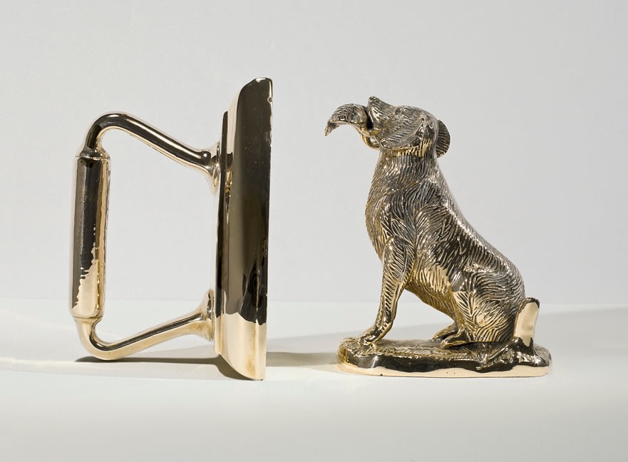 Sherrie Levine "Cadeau" 2006 Polished bronze dog: 5 1/2 x 4 1/2 x 2 1/2 in. iron: 5 3/4 x 3 3/4 x 3 1/2 in.