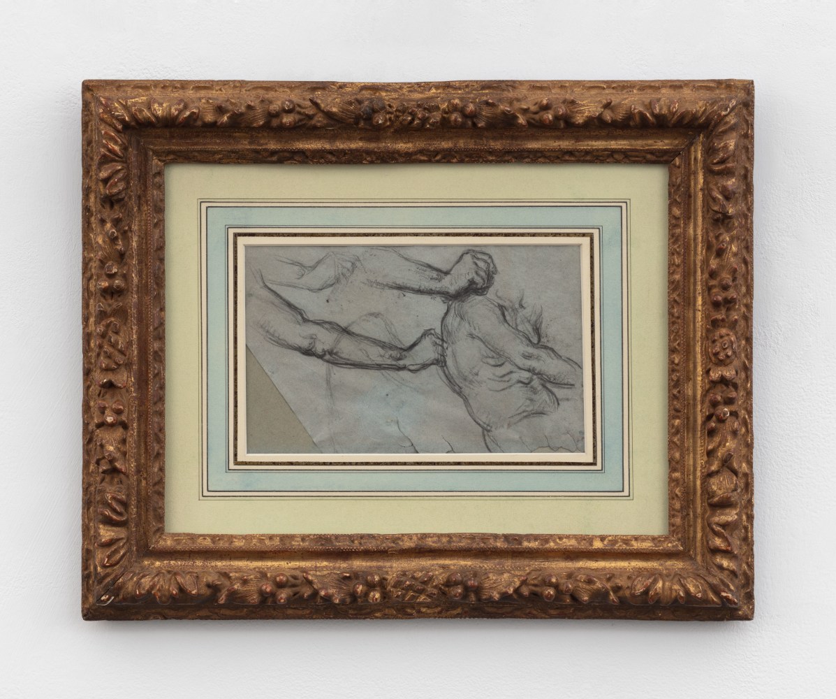 Paul Cézanne, Arm Studies, 1867-69 black crayon and pencil on blue paper 9 7/8 x 6 11/16 in. (25.1 x 17 cm) frame: 15 x 18 1/2 x 1 1/2 in. (38.1 x 47 x 3.8 cm)
