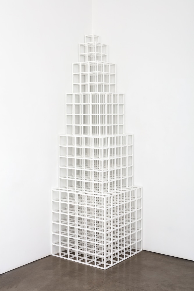 Sol LeWitt Corner Piece 1 2 3 4 5 6, 1979 white painted birch wood 99 1/4 x 29 x 29 in. (252.1 x 73.7 x 73.7 cm)