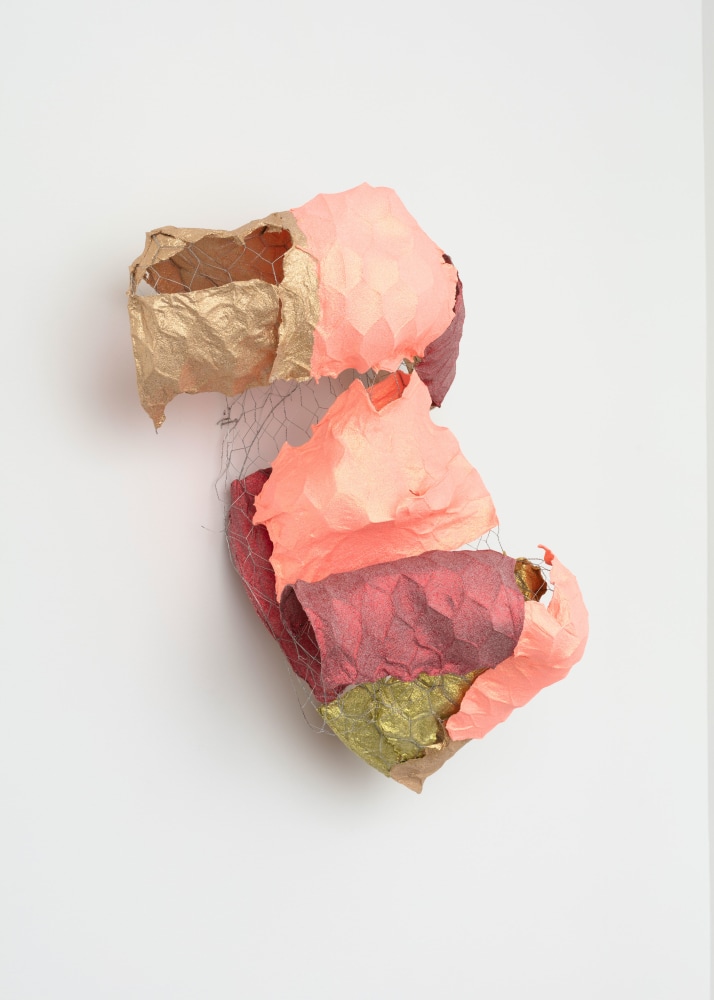 ORANGE GLOW, (detail), 2017 cast sparkles on handmade paper over chicken wire 40 x 25 x 19 in. (101.6 x 63.5 x 48.3 cm)
