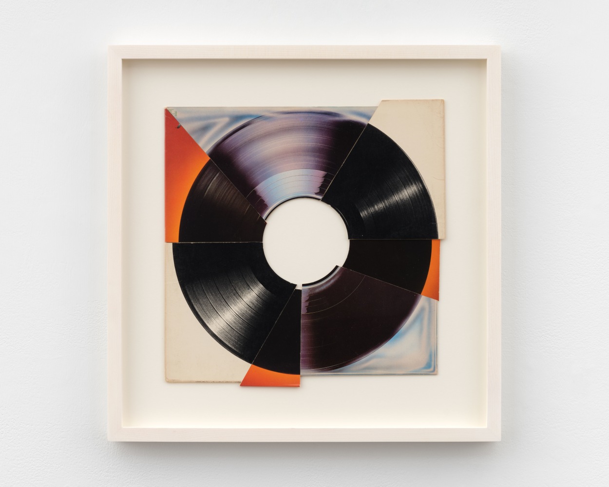 Christian Marclay Untitled (from the series "Imaginary Records"), 1990 altered record cover 12 3/4 x 12 1/2 in. (32.4 x 31.8 cm) 17 1/2 x 17 1/4 x 1 1/2 in. (44.5 x 43.8 x 3.8 cm) signed and dated verso