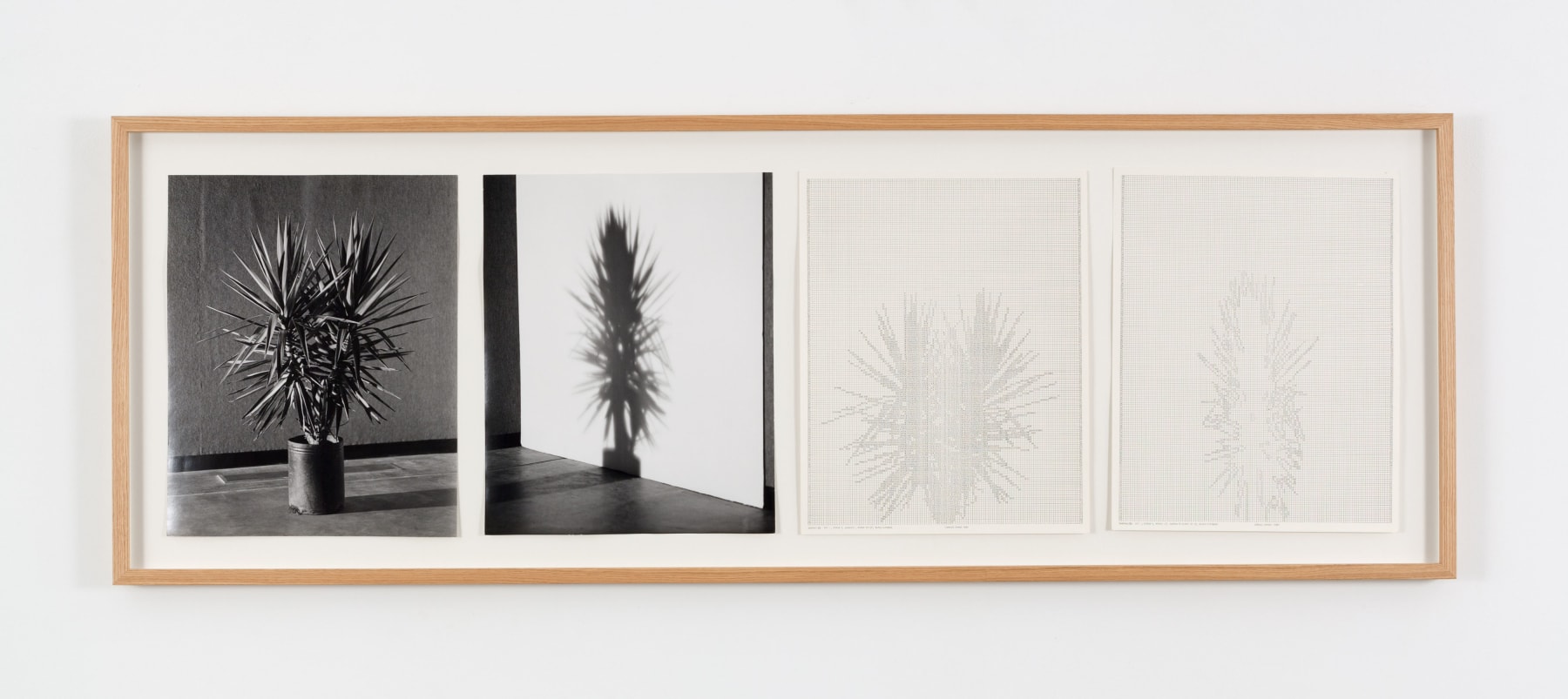 Charles Gaines Shadows VIII, Set 1, 1980 photographs, ink on paper 2 photographs, each: 20 x 16 in. (50.8 x 40.6 cm) 2 drawings, each: 20 x 16 in. (50.8 x 40.6 cm) frame: 25 1/8 x 72 1/4 x 1 5/8 in. (63.8 x 183.5 x 4.1 cm)