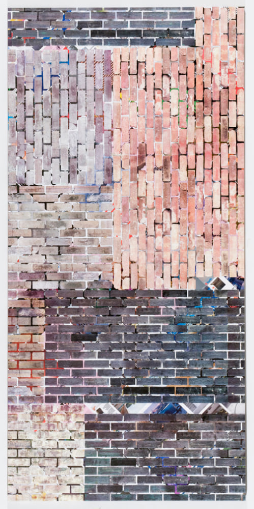 Kelley Walker "Untitled" 2008 Four-color process silkscreen on canvas with Domus, September, 2008 72 x 150 in.