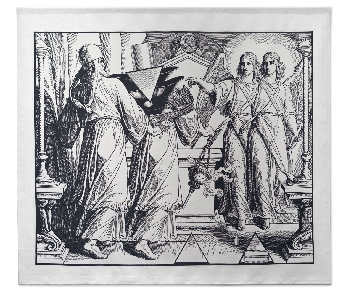 Bruce Conner DOUBLE ANGEL, 2004 cotton, fire-retardant polyester, and wool Jacquard tapestry 105 x 115 in. (266.7 x 292.1 cm)