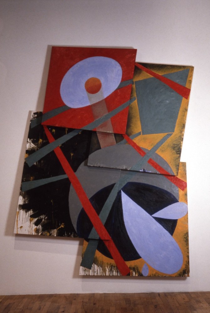 Elizabeth Murray &quot;Fly By' 1982 Oil on 4 canvases 106&quot; x 76&quot;