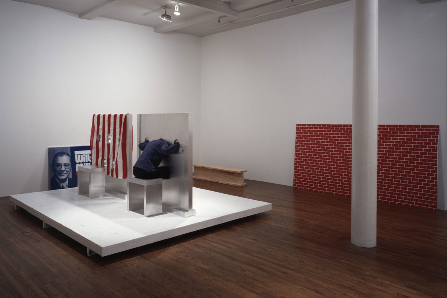 Installation view, Cady Noland, Paula Cooper Gallery, 155 Wooster Street, New York, March 26 - April 23, 1994. Photo: D. James Dee.